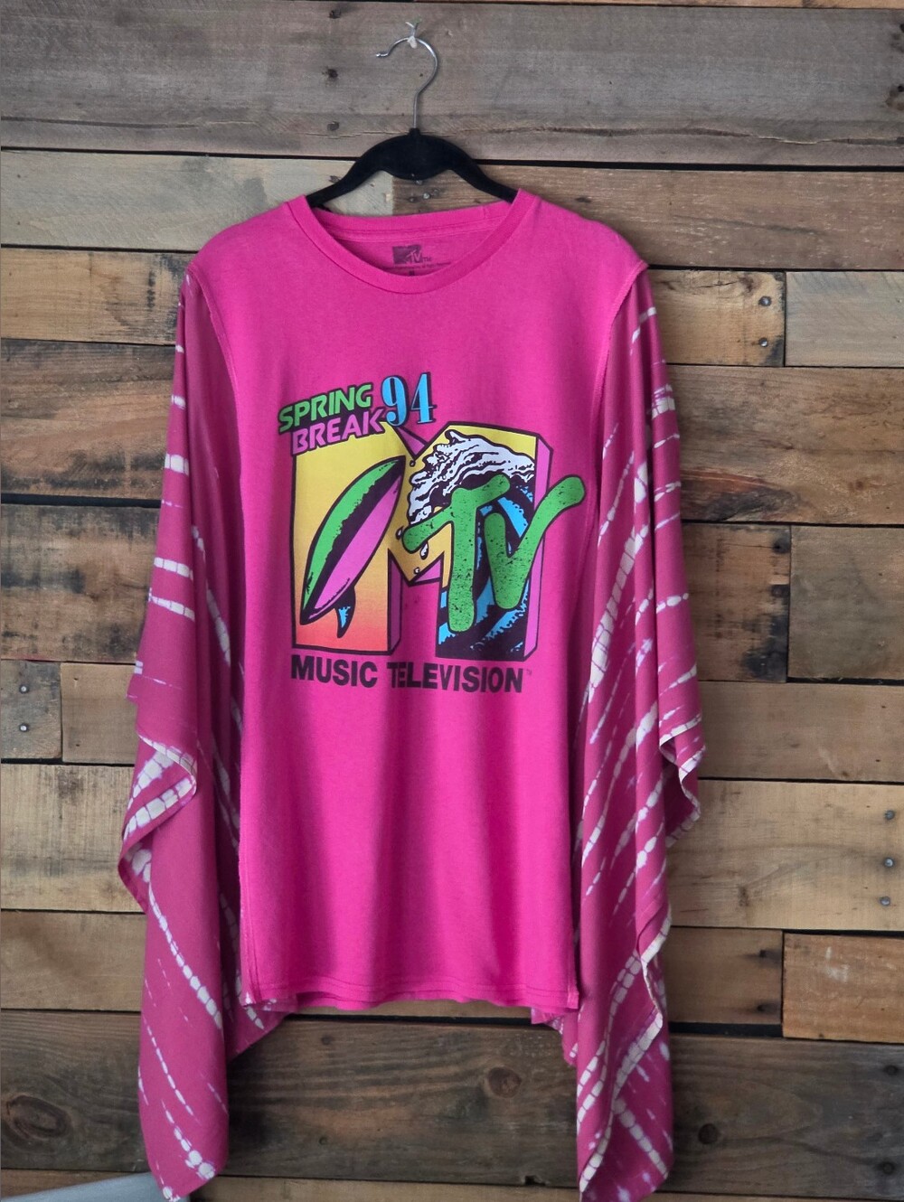 Upcycled MTV Spring Break '94 Pink Graphic Top